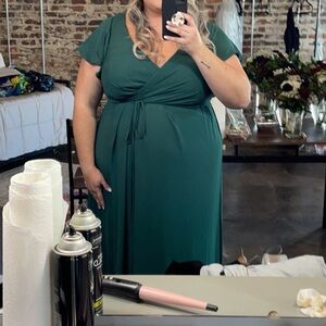 David's Bridal Teal Green Maxi Wrap Dress